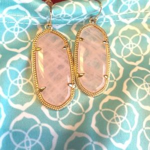 Ellie Gold Drop Earrings in Rose Quartz